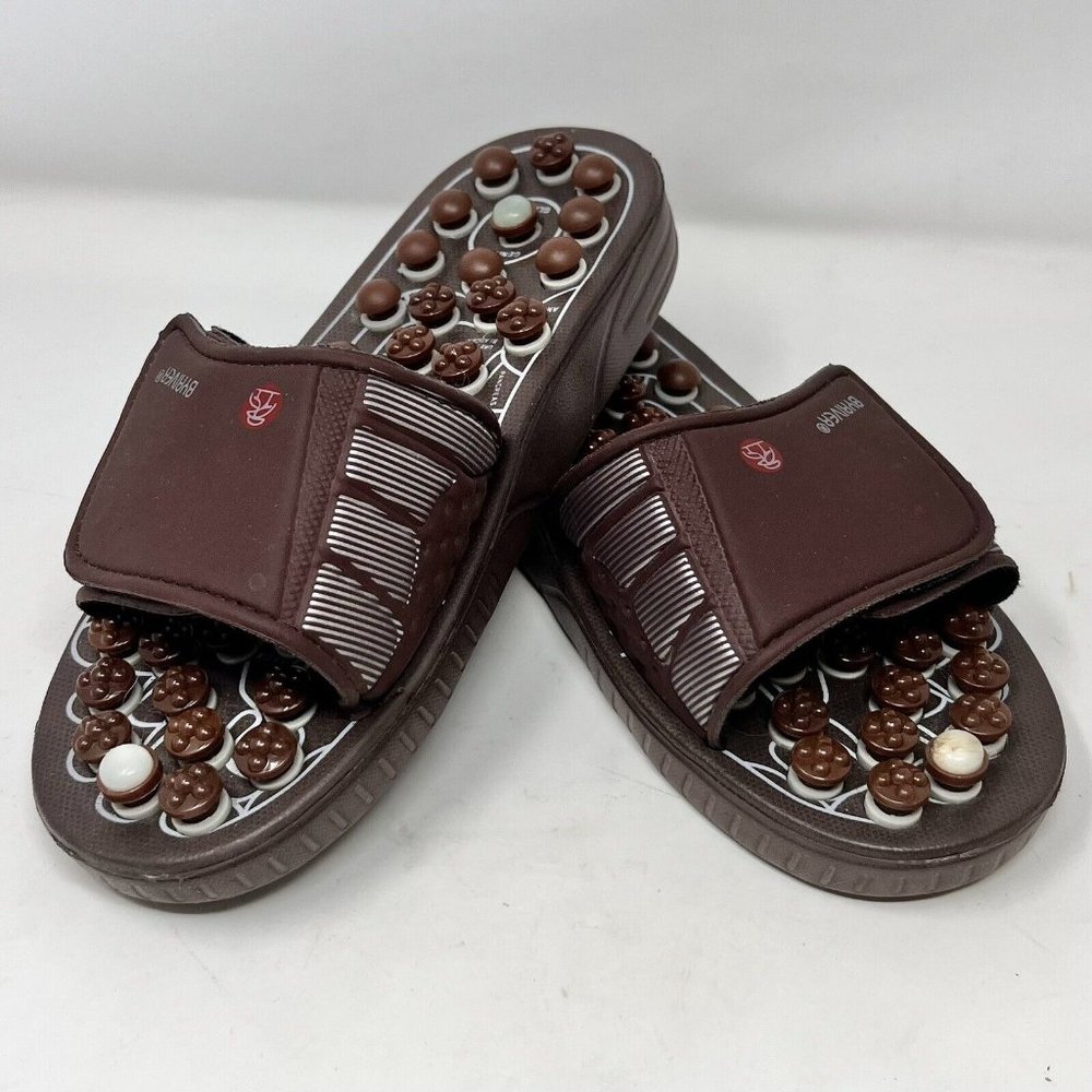 Byriver Accupressure Foot Massage Acupoint‎ Stimulation Sandals Brown Size Small